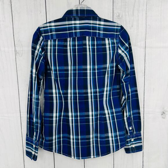 Tommy Hilfiger WOMEN'S XS Y2K Plaid Button Up Shirt blue gray western country - Picture 2 of 7